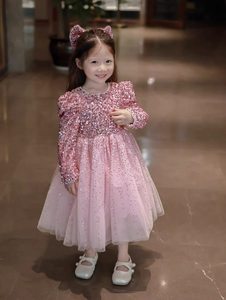 Vestido de Princesa de Malla <span class=keywords><strong>para</strong></span> Niñas, Forrado de Felpa <span class=keywords><strong>para</strong></span> Invierno, <span class=keywords><strong>Elegante</strong></span> con Lentejuelas y Cuentas, Estampado, <span class=keywords><strong>para</strong></span> Cumpleaños, Traje de <span class=keywords><strong>Año</strong></span> <span class=keywords><strong>Nuevo</strong></span> de Elsa <span class=keywords><strong>para</strong></span> Niñas Pequeñas - Product Image 4