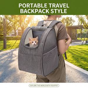 Sac à dos de transport pour animaux de compagnie respirant de qualité supérieure, pliable, pour chats et petits chiens, avec sangles ergonomiques et fenêtres en maille - Product Image 6