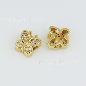 Moyamiya Perles entretoises perforées en <span class=keywords><strong>or</strong></span> 18 carats incrustées de zircon, motifs Arbre de vie, Papillon, Étoile, pour accessoires de cravates Bolo DIY en cristal acrylique - Product Image 4