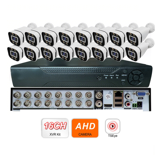 Outdoor 16CH 5MP CCTV Camera System IP67 Full Color Night Vision Video Bullet Analog Camera AHD XVR Kit Security Network Camera