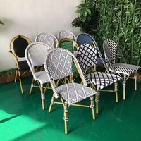 Ensemble bistrot français de luxe MUGAO, style vintage, chaise et table en rotin PE imitation bambou, mobilier de jardin pour café, restaurant, extérieur