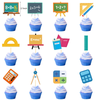 Kit de Décoration pour Fête d'Anniversaire Thème Scolaire : Bannière Mathématique, Guirlande, Décorations de Gâteau, Décorations de Cupcakes, Ballons Imprimés à l'Hélium, Cadeaux