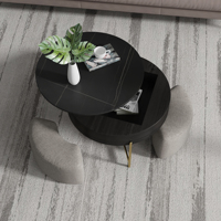 ATUNUS – meuble de maison, gain de place, rangement, Convertible, amovible, rotatif, rond, en ardoise, Table basse