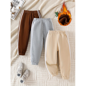 Girls Winter Sports Pants Soft Cotton Elastic Waistband Warm Track Pants For Kids Pink Gray Black Mixed Colors - Product Image 4