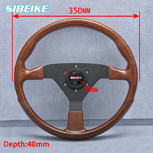 JDM Sport Classic Vintage volante in legno 14 pollici 350mm Universal Racing Flat Dish volante Flyer - Product Image 3