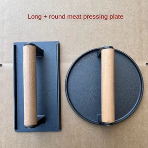 High Quality Sustainable Cast Iron Burger Press with Wooden Handle Meat Press for Hamburgers Steak <b>Griddles</b> - Product Image 3