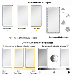 Espejo LED con marco de aluminio personalizado, espejo de cuerpo completo, espejo de pie montado en la pared con luz - Product Image 4