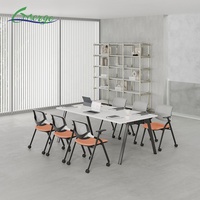 Table de conférence modulaire moderne en métal, bureau de salle de réunion, mobilier de bureau, luxe commercial, 8 à 10 personnes avec chaises