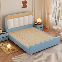 Modernes Lederbett mit Stauraum und Kiefernholzrahmen Umweltfreundliches Design für Schlafzimmer, Villen & Apartments