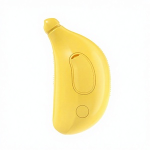 Yellow Eco-Friendly Silicone <b>Pet</b> Bath Massage <b>Brush</b> for Dogs Bathroom Use Classical Oval Shape with Texture Surface 200mL - Product Image 3