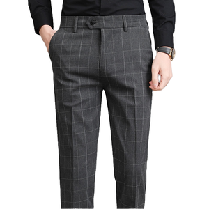 <span class=keywords><strong>Pantaloni</strong></span> a vita media stampati a quadri da uomo di nuova moda lunghi e formali <span class=keywords><strong>pantaloni</strong></span> <span class=keywords><strong>con</strong></span> <span class=keywords><strong>bottoni</strong></span> anteriori dritti in tinta unita in tessuto pettinato - Product Image 4