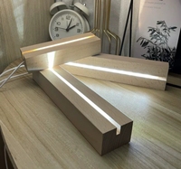 Base d'ornement rectangulaire en bois massif personnalisée avec LED et acrylique, rechargeable, taille moyenne, pour veilleuse de chambre à coucher – Vente en gros
