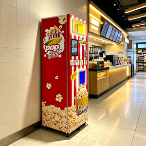 Kiosque à popcorn intelligent avec écran tactile de 32 pouces, distributeur automatique de popcorn en libre-service 24h/24 avec fonction de distribution automatique de gobelets - Product Image 1