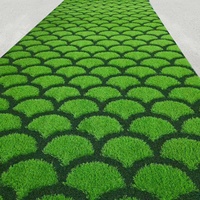 Tapis d'herbe artificielle PP ignifuge durable à motif imprimé personnalisé, design 3D gaufré pour aménagement paysager et green de golf