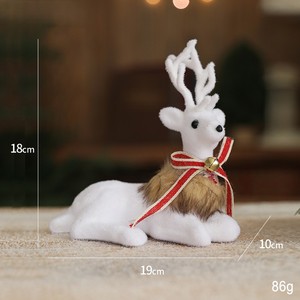 Figura de Reno blanco de estilo nórdico, decoración navideña elegante con campana de cinta para ambiente festivo - Product Image 4