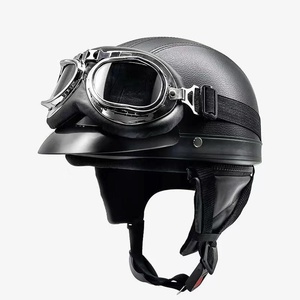 หมวกกันน็อคมอเตอร์ไซค์แบบครึ่งใบสไตล์เรโทร พร้อมแว่นตาป้องกัน รุ่น YH-HT-1009 ทำจากหนัง มอเตอร์ไซค์เรโทรแบบครึ่งหน้า YH-H - Product Image 1
