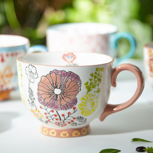 Tazas de Café de Cerámica Pintadas a Mano de 15 oz con Diseño Floral Clásico, Tazas Hechas a Mano para Desayuno, Té y Café para la Rutina Matutina, MOQ Bajo - Product Image 2