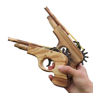 Ensemble de Jouets Classiques d'Extérieur Pistolet et Arc en Bois Faits Main à Élastiques pour Enfants, Kit de Démarrage de Compétition pour Débutants - Product Image 2