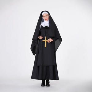 Disfraz de TV y película de Halloween para mujeres adultas, diseños de sacerdote de <span class=keywords><strong>monja</strong></span> de <span class=keywords><strong>la</strong></span> Virgen María, vestido, máscara facial, cubierta de cabeza (Material de poliéster) - Product Image 4