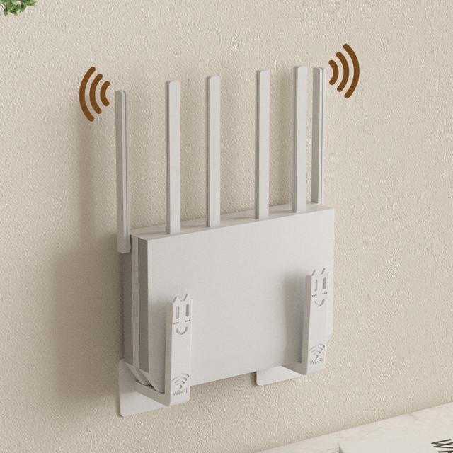 New Wireless WiFi Router Shelf Wall-Mounted Storage Rack Socket Power Strip Punch-Free Router Holder Organizer for Home & Office