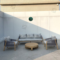 Ensemble de canapés d'extérieur en teck tressé avec coussins, résistant aux intempéries, pour jardin et balcon