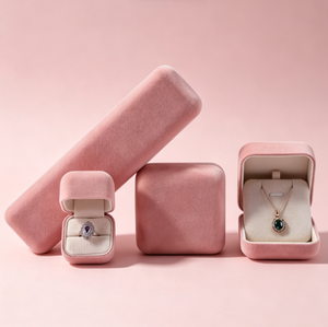 Caja de Almacenamiento de Joyas de Microfibra Rosa de Lujo, Estuche para Anillos, Colgantes y Brazaletes, para Regalos de Propuesta y Boda - Product Image 6