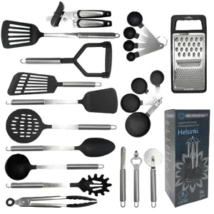 2024 Professional Kitchen Utensils Supplier Household Nylon Kitchen Utensils Stainless Steel Handle Cooking Utensils Set