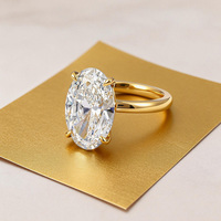 Bague de mariage pour femme en or jaune 18 carats plaqué or, sertie de diamants de laboratoire ovales personnalisables Goldleaf, certifiée IGI, style tendance