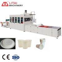 Machine de fabrication de thermoformage de gobelets en plastique jetables avec chauffage, formage, découpe et rembobinage des déchets en une seule pièce