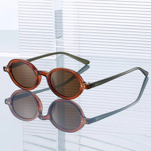 Lunettes de soleil ovales rétro tendance 2026 avec rivets, protection UV400, petite monture, pour hommes et femmes, personnalisables avec logo - Product Image 2