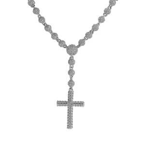 <span class=keywords><strong>Collar</strong></span> de Cadena con Cuentas y Colgante de Cruz con Circonitas Cúbicas, Estilo Hip Hop, para Hombre y Mujer - Product Image 2