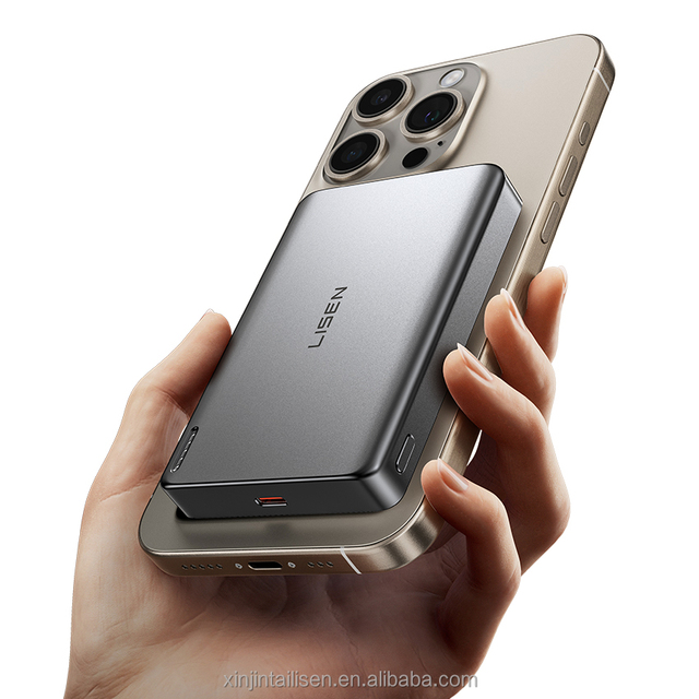LISEN Card Size Magnetic Wireless Power Bank 10000mAh Thin External Battery Portable Charger for iPhone 17 16 15 14 13 Mini Case