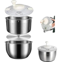 Stainless Steel Salad Spinner Fruit Washer Quick Spinner for Householder Vegetables and Pasta Fries Small Salad Spinner