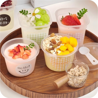 Gobelet en plastique transparent jetable PP PET 6oz 220ml 280ml à double paroi avec couvercle pour dessert, gelée, yaourt
