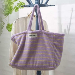Borsa da viaggio portatile da donna con Logo personalizzato da 20 pollici in spugna a righe con chiusura a cerniera da spiaggia bianca e Pinky - Product Image 3