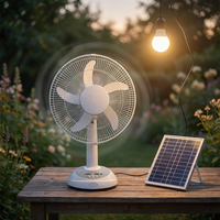 Ventilateur de table solaire rechargeable de 16 pouces avec lumière, ventilateur de camping portable à 3 vitesses avec moteur en cuivre et panneau solaire