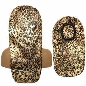 Soft Elastic Band Long Silky Satin Sleep Curly Hair Big Bonnets Women Bonnet for <b>Braids</b> - Product Image 3