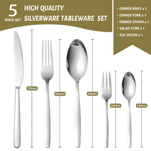 Thương mại muỗng nĩa dao hiện đại bạc besteck Bộ thép không gỉ Flatware Bộ đám cưới thiết lập dao kéo - Product Image 2