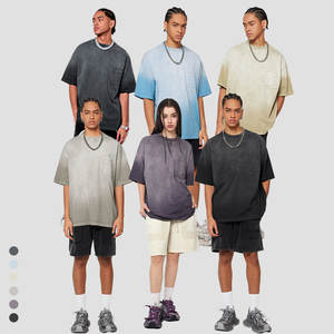 Boxy Heavy Acid Wash T-shirt 100% Cotton Luxury Washed t Shirt Plus-size <b>Perfect</b> T-shirt Blank Vintage <b>Fitted</b> T Shirt for Men - Product Image 3