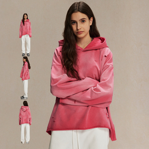 H5458 Streetwear Hoodie Manufacturer Custom 450 Grams Cotton Blends Monkey Washed Hoodies Women's Men's Hoodies - Product Image 5