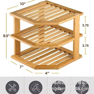 Home <b>kitchen</b> dish and utensil storage <b>rack</b>, corner seasoning <b>rack</b>, multi-layer wooden shelf - Product Image 3