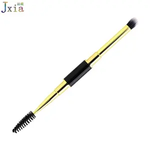 Custom Black Metal Handle Dual Use Eye Shadow Mascara Make Up Brushes