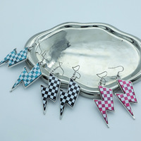 Comiya Western – boucles d'oreilles à motif damier multicolore en alliage de Zinc pour femmes, bijoux polyvalents unisexes, cadeaux à la mode