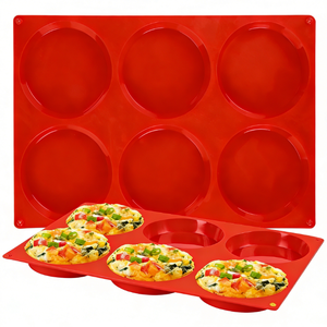 SILIKOLOVE <span class=keywords><strong>Molde</strong></span> de Silicona para Hornear Pasteles, Cupcakes y Brownies, Antiadherente, Libre de BPA, Platino, 6 Cavidades, Color Rojo, Apto para LFGB - Product Image 1