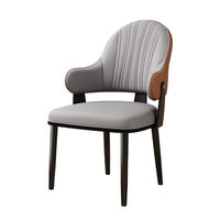 Chaise de salle à manger moderne minimaliste en cuir de style nordique avec dossier pour hôtel, restaurant, usage domestique
