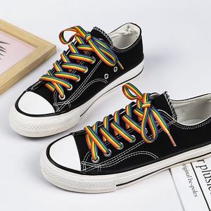 Lacets plats dégradés arc-en-ciel vibrants, lacets en Polyester colorés à six couleurs assorties de 8mm pour hommes et femmes, baskets, chaussures décontractées - Product Image 6