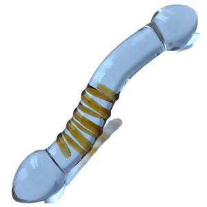 Gladde borosilicaatglas <span class=keywords><strong>dildo</strong></span> voor prostaat- en puntmassage, transparante theestripkleur, unisex voor vrouwen en mannen, 200x35mm, 259g - Product Image 1