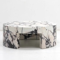 Table basse moderne personnalisable en marbre Calacatta Viola pour salon, durable et écologique, garantie 1 an