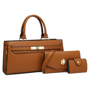 Ensemble de sacs à main en cuir véritable pour femmes, grain litchi, deux poignées, fermeture à loquet, style minimaliste, toutes saisons, usage quotidien - Product Image 6