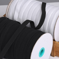 Cordon élastique plat noir et blanc pour textile de maison